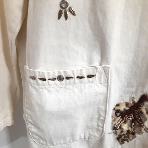 Red Coral Blazer Women Size Large African Themed Animal Print Made in U.S.A. - Picture 7 of 9